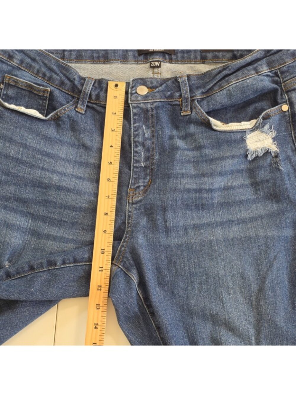 Judy Blue Skinny Jeans 20W Dark Blue Destroyed Distressed Cuffed Stretch JB8822 - Picture 6 of 16